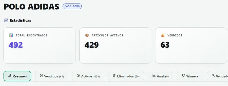 Vista real del dashboard de VintPulse en modo DEMO